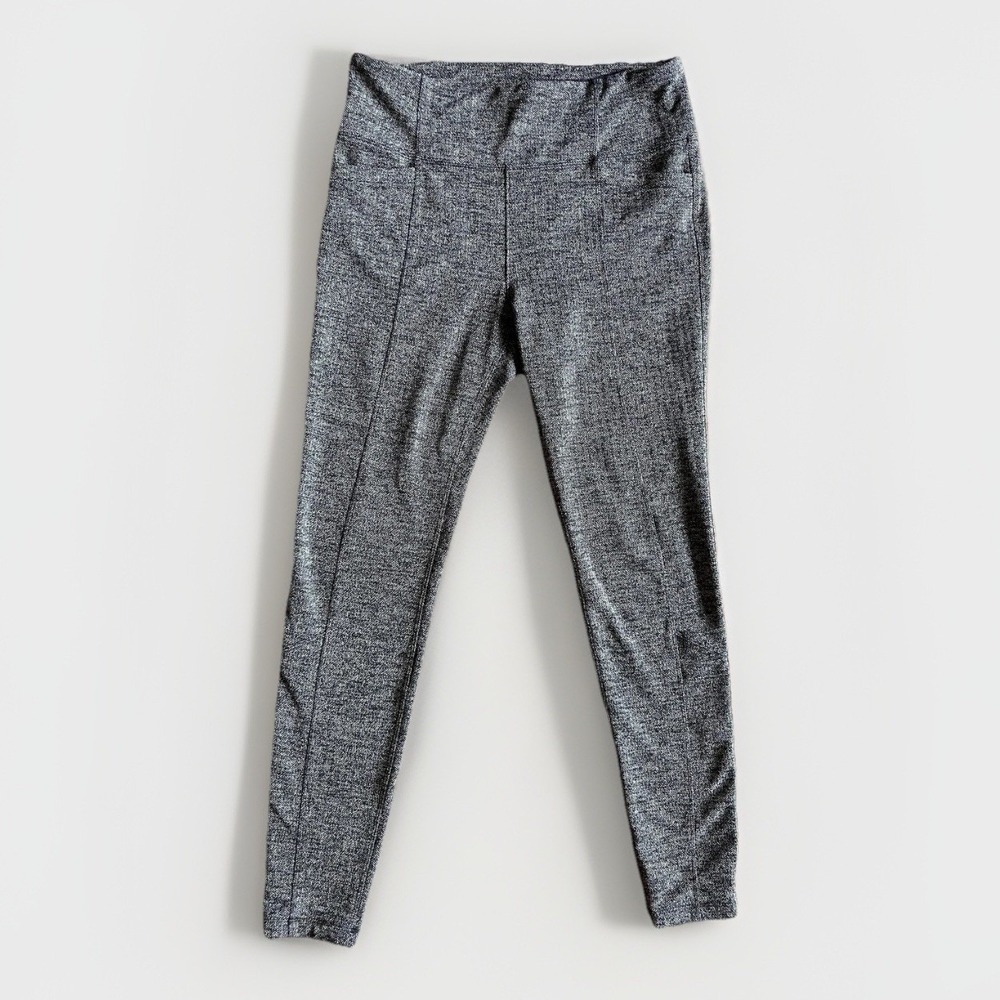 Athleta Leggings‎ Womens Large Gray Herringbone Ankle Knit Pull On Pockets